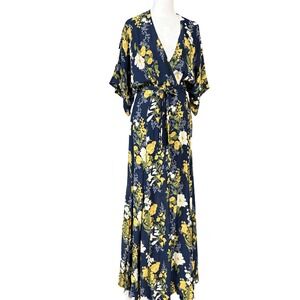 reformation chrisley silk dress Reformation Size XS Chrisley Silk Floral Flower Green Print Mini Wrap Dress
